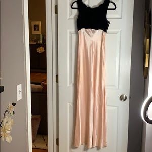 Vintage 90s Black velvet and pink satin evening dress